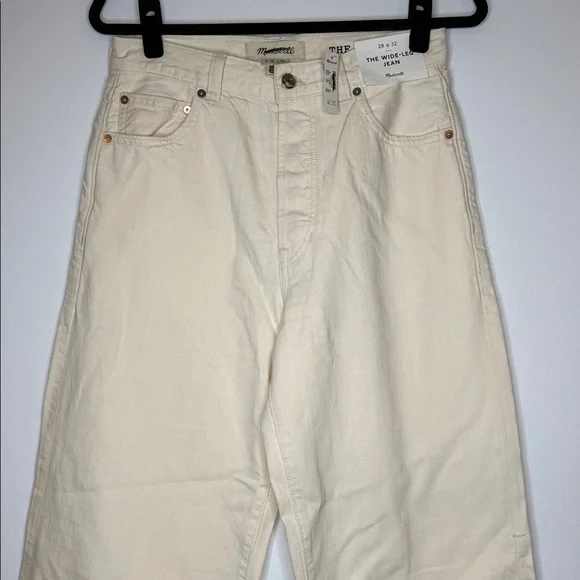 NWT The Wide-Leg Jean in Summer Denim ecru wash tan jeans size 28 - Picture 2 of 9